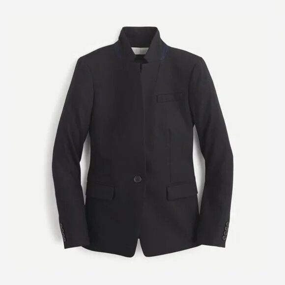 J.Crew Regent Blazer In Wool Flannel Black size 8 P - Picture 1 of 8